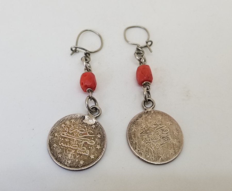 MERCANLI VE OSMANLI PARALI ÖZEL YAPIM GÜMÜŞ KÜPE