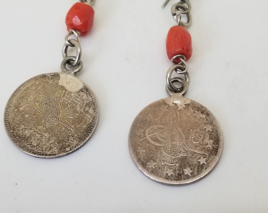 MERCANLI VE OSMANLI PARALI ÖZEL YAPIM GÜMÜŞ KÜPE