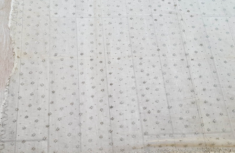 ANTİKA GÜMÜŞ TELKIRMA İŞÇİLİKLİ BÜYÜK BOY GELİN ÖRTÜSÜ