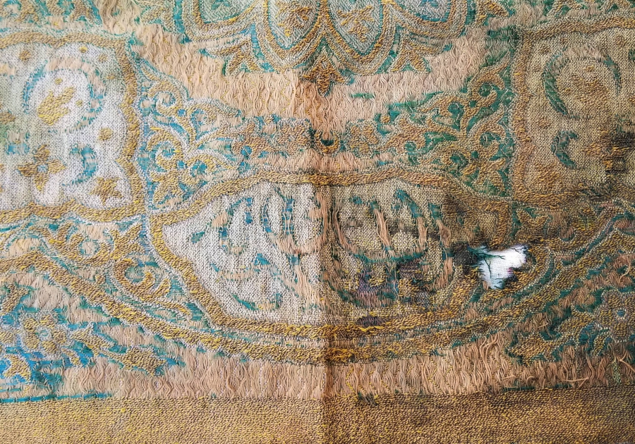 OSMANLI DÖNEMİ HEREKE DOKUMASI İPEK NADİR SAKAL-I ŞERİF - KUTSAL EMANET ÖRTÜSÜ