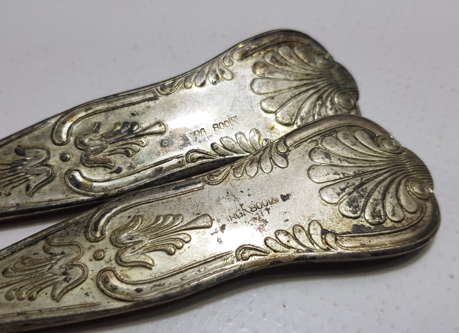 ANTİKA BÜYÜK BOY GÜMÜŞ KAPLAMA SERVİS ÇATAL KAŞIĞI