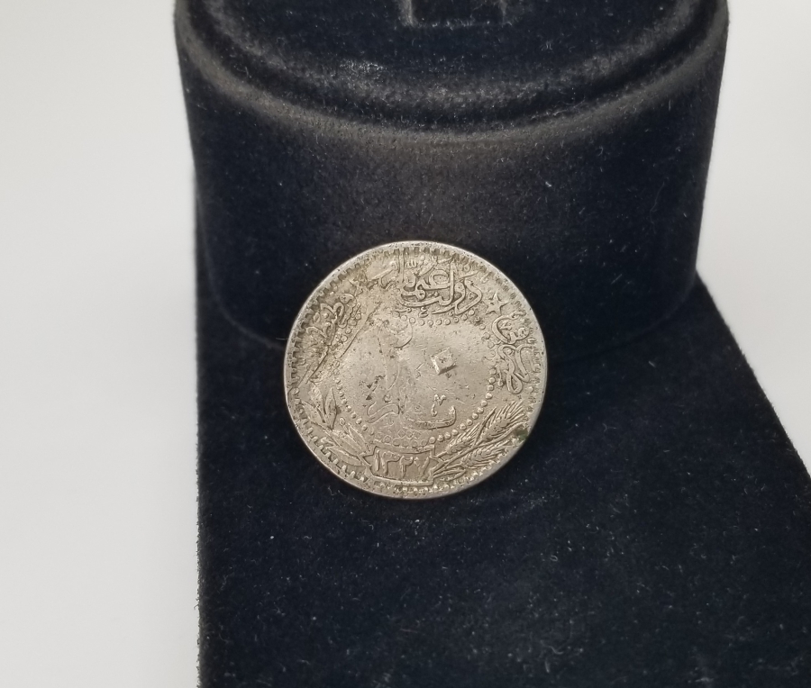 ÜZERİ OSMANLICA VE LATİN HARFLERİYLE RODOS KONTRMARKLI 20 PARA