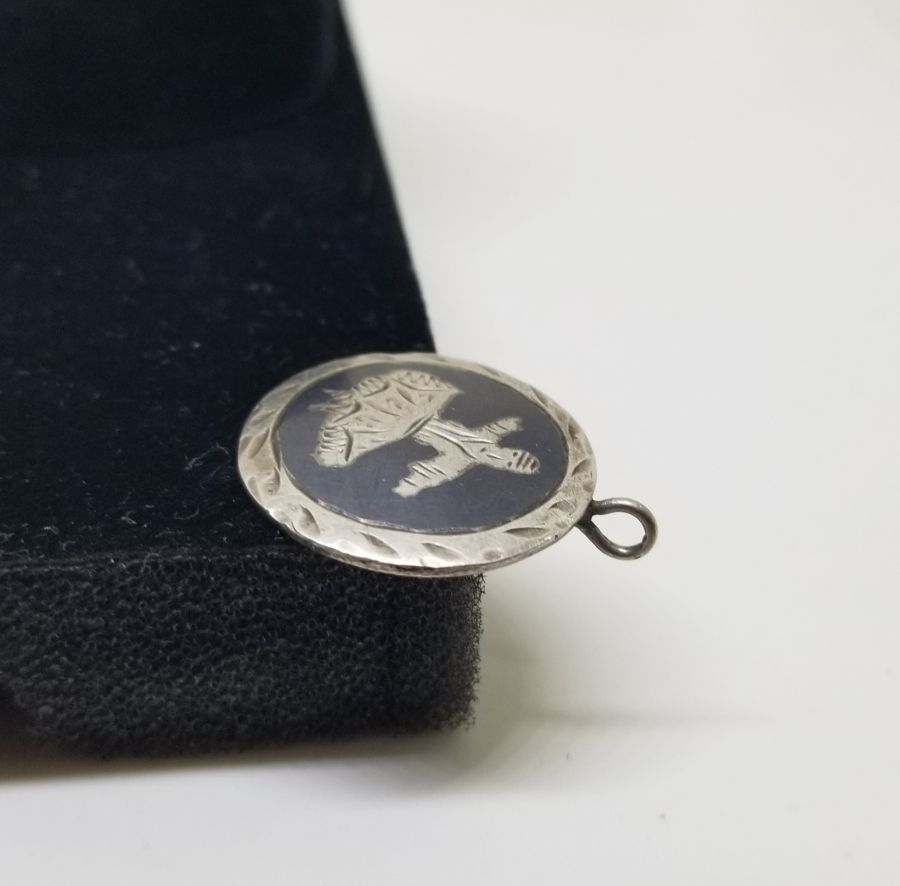 SAVATLI VE KALEM İŞÇİLİKLİ MEVLEVİ SEMAZEN GÖRSELLİ ANTİKA GÜMÜŞ KOLYE UCU