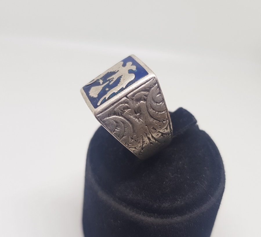 ÇİFT BAŞLI SELÇUKLU KARTALI GÖRSELLİ SAVAT İŞÇİLİKLİ GÜMÜŞ YÜZÜK