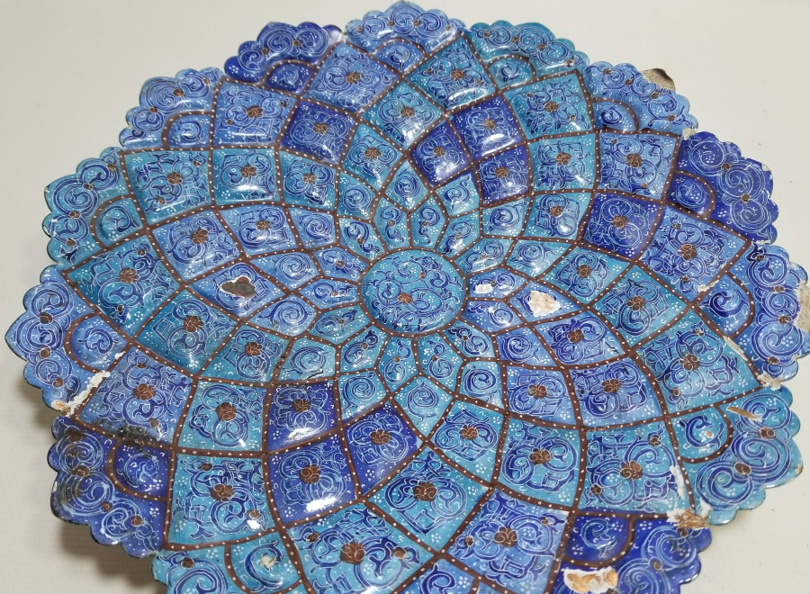 ÜZERİ MİNE İŞÇİLİKLİ BÜYÜK BOY ANTİKA MEYVELİK - İKRAMLIK