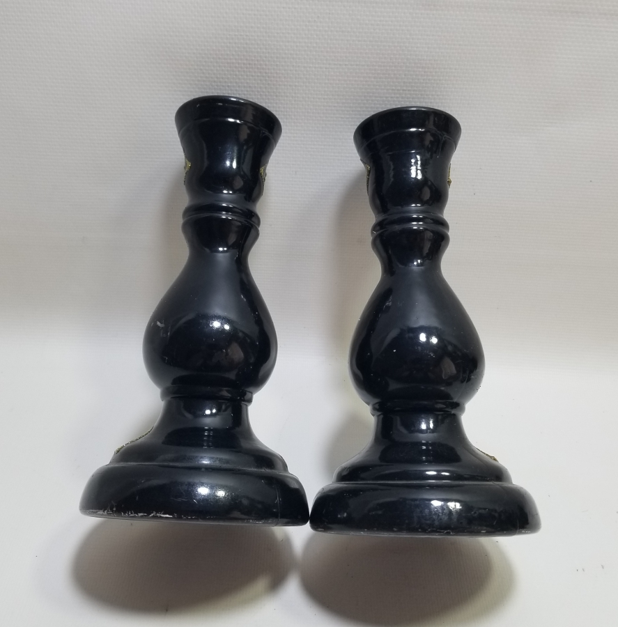 ÜZERİ ALTIN VARAKLI ANTİKA ÇİFT CAM VAZO