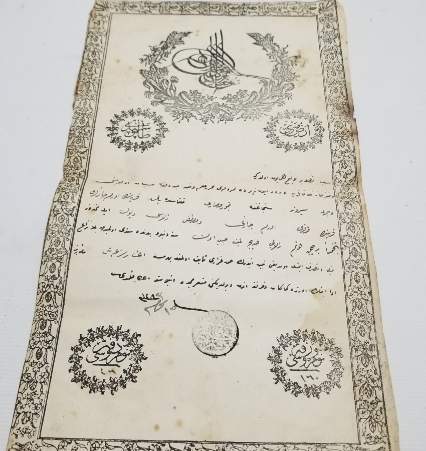 ABDÜLAZİZ HAN DÖNEMİ SARAYDAN VERİLMİŞ EL YAZMA NADİR SENEDİ HAKANİ