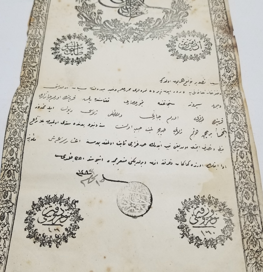 ABDÜLAZİZ HAN DÖNEMİ SARAYDAN VERİLMİŞ EL YAZMA NADİR SENEDİ HAKANİ