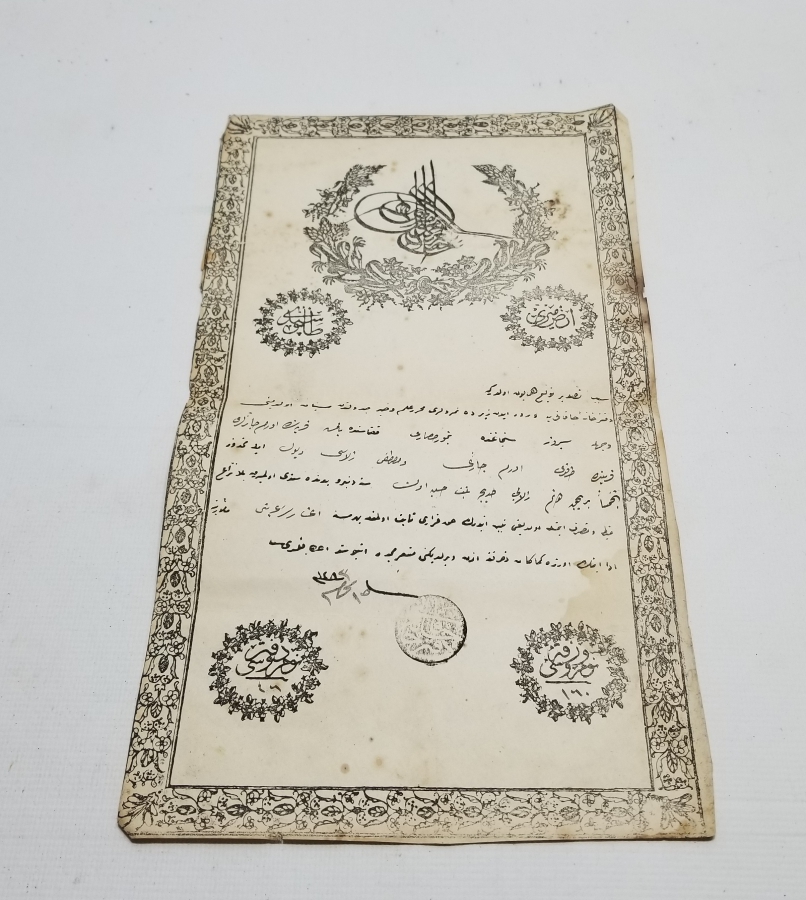 ABDÜLAZİZ HAN DÖNEMİ SARAYDAN VERİLMİŞ EL YAZMA NADİR SENEDİ HAKANİ