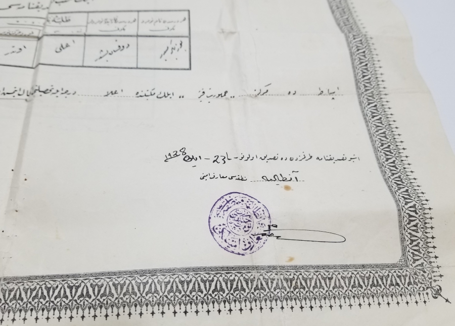 CUMHURİYET BAŞLARI OSMANLICA YAZILI ORTAOKUL DİPLOMASI