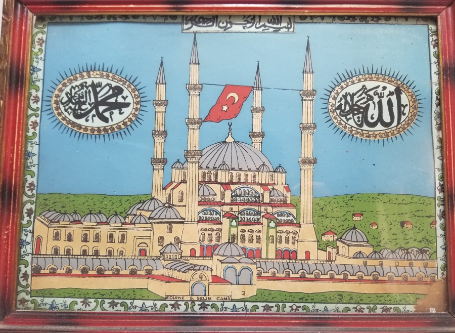 EDİRNE SELİMİYE CAMİ GÖRSELLİ ANTİKA RENKLİ BASKI PANO