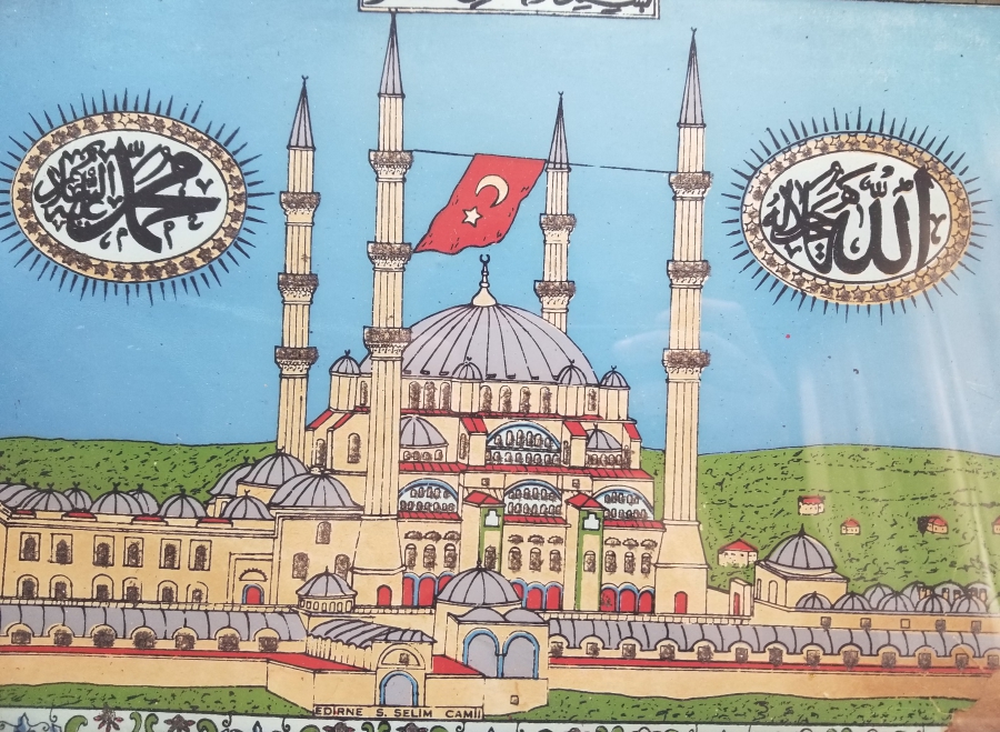 EDİRNE SELİMİYE CAMİ GÖRSELLİ ANTİKA RENKLİ BASKI PANO