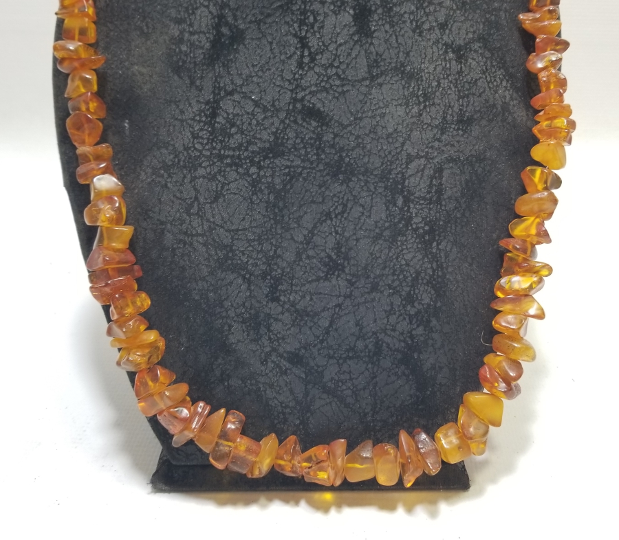 İÇİ FOSİLLİ ÖZEL YAPIM ANTİKA DAMLA KEHRİBAR GERDANLIK