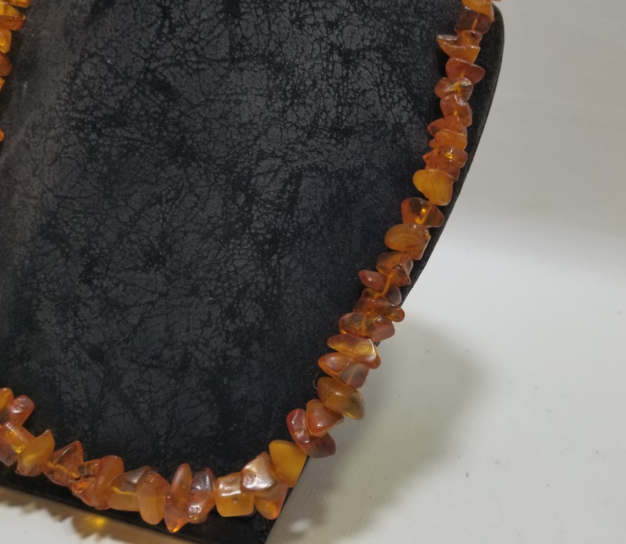 İÇİ FOSİLLİ ÖZEL YAPIM ANTİKA DAMLA KEHRİBAR GERDANLIK