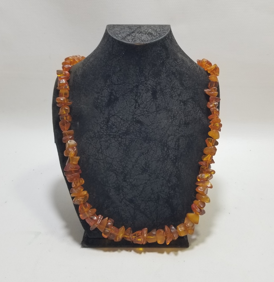 İÇİ FOSİLLİ ÖZEL YAPIM ANTİKA DAMLA KEHRİBAR GERDANLIK