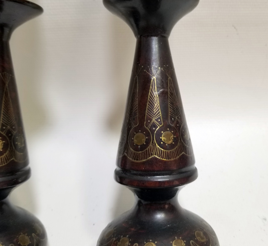 ÜZERİ SELVİ MOTİFLİ OSMANLI DÖNEMİ AFYON YAPIMI ÇİFT ŞAMDAN