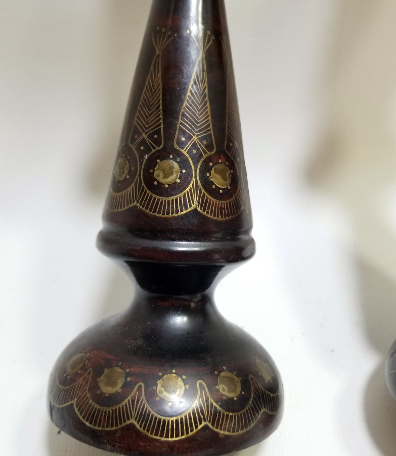 ÜZERİ SELVİ MOTİFLİ OSMANLI DÖNEMİ AFYON YAPIMI ÇİFT ŞAMDAN