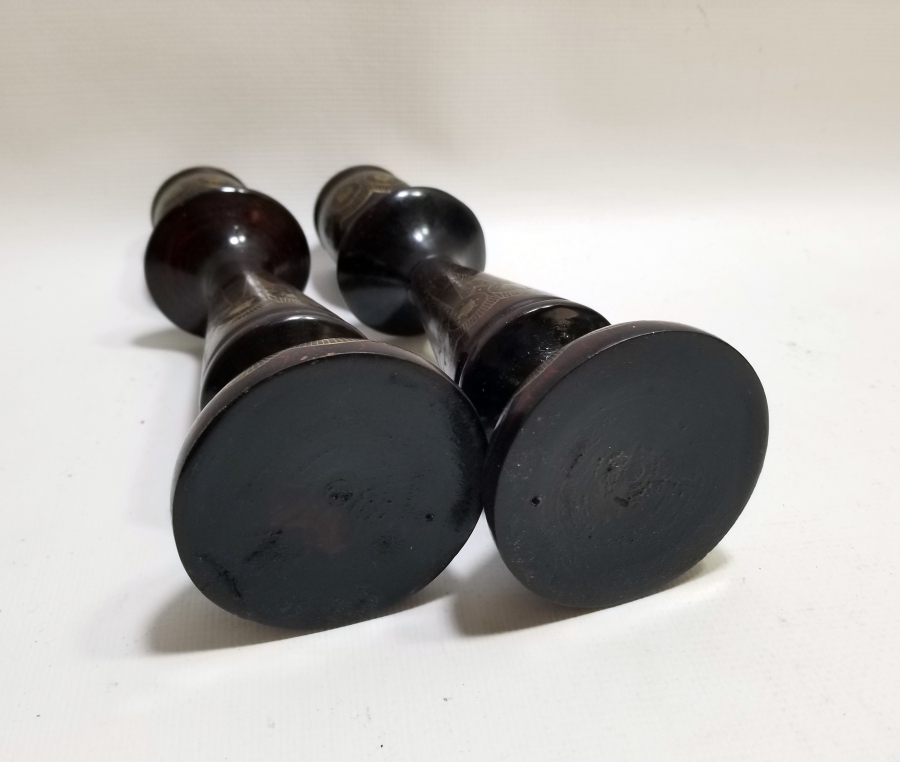 ÜZERİ SELVİ MOTİFLİ OSMANLI DÖNEMİ AFYON YAPIMI ÇİFT ŞAMDAN