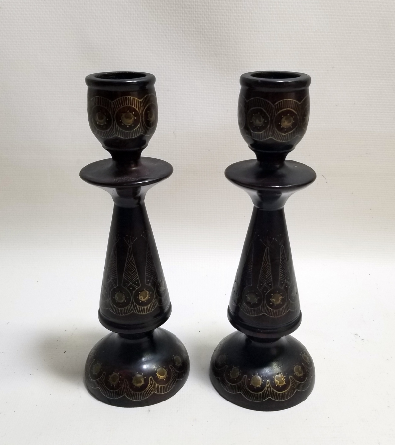 ÜZERİ SELVİ MOTİFLİ OSMANLI DÖNEMİ AFYON YAPIMI ÇİFT ŞAMDAN