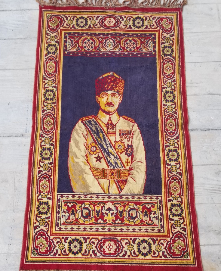 OSMANLI SON DÖNEM ÇOK NADİR ASKERİ KIYAFETLİ VE OSMANLI NİŞANLI ATATÜRK DUVAR HALISI