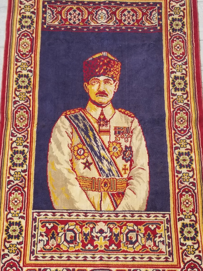 OSMANLI SON DÖNEM ÇOK NADİR ASKERİ KIYAFETLİ VE OSMANLI NİŞANLI ATATÜRK DUVAR HALISI