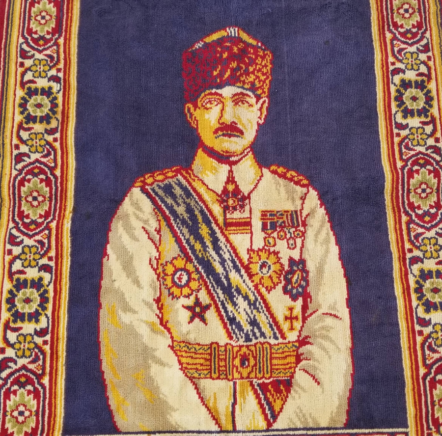 OSMANLI SON DÖNEM ÇOK NADİR ASKERİ KIYAFETLİ VE OSMANLI NİŞANLI ATATÜRK DUVAR HALISI