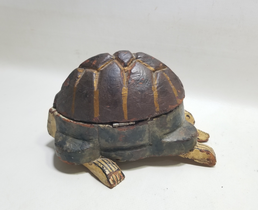 OSMANLI DÖNEMİ EL YAPIMI KAPLUMBAĞA FORMLU TEKKE İŞİ TESPİH KUTUSU