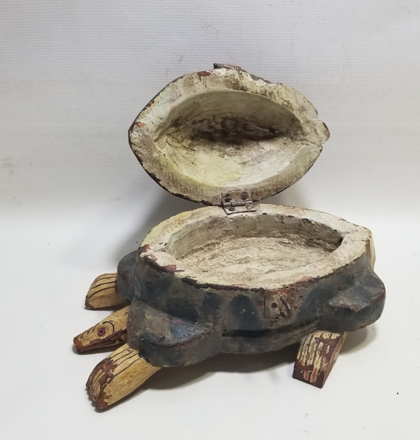 OSMANLI DÖNEMİ EL YAPIMI KAPLUMBAĞA FORMLU TEKKE İŞİ TESPİH KUTUSU