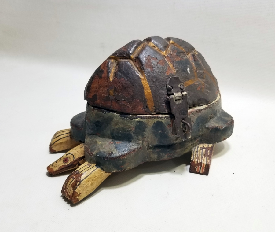 OSMANLI DÖNEMİ EL YAPIMI KAPLUMBAĞA FORMLU TEKKE İŞİ TESPİH KUTUSU