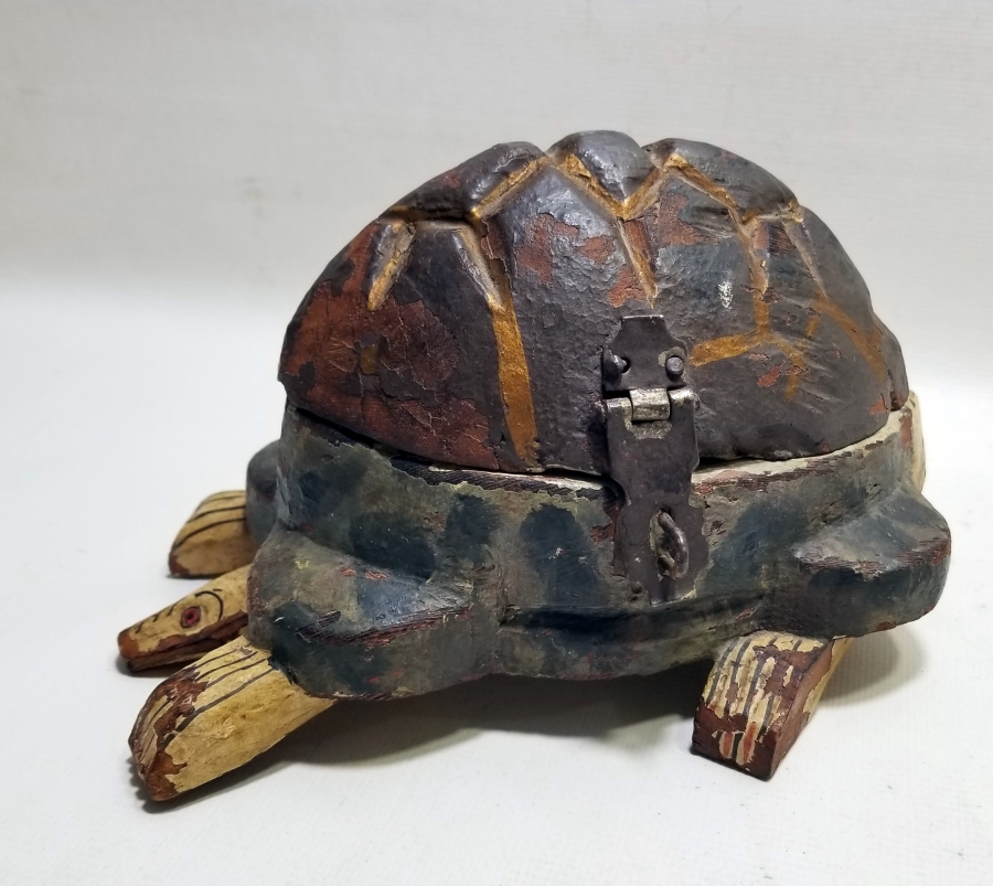 OSMANLI DÖNEMİ EL YAPIMI KAPLUMBAĞA FORMLU TEKKE İŞİ TESPİH KUTUSU