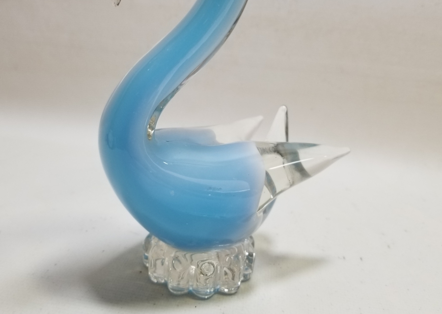 MURANO TARZI ANTİKA KUĞU FORMLU CAM BİBLO