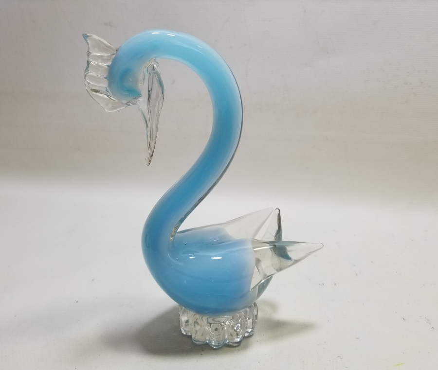 MURANO TARZI ANTİKA KUĞU FORMLU CAM BİBLO