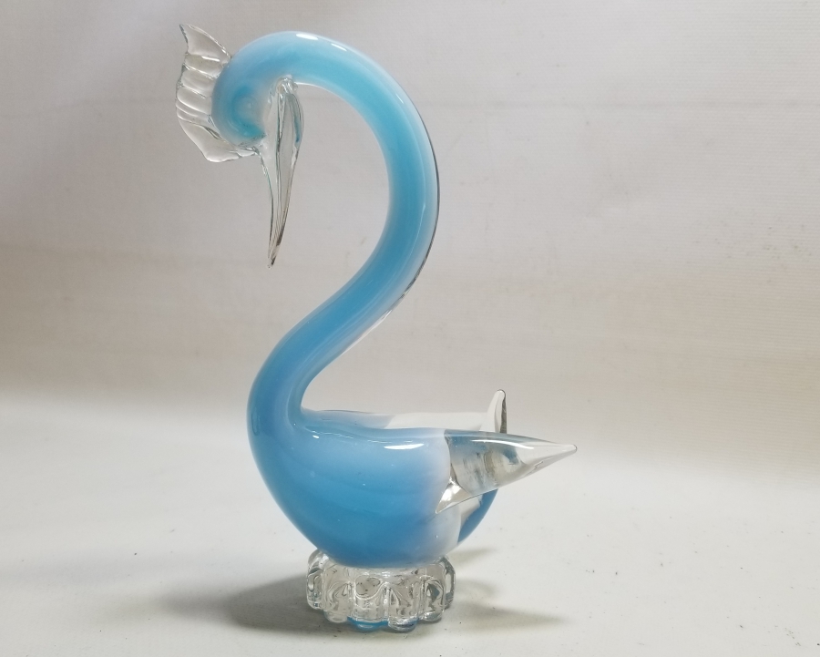 MURANO TARZI ANTİKA KUĞU FORMLU CAM BİBLO