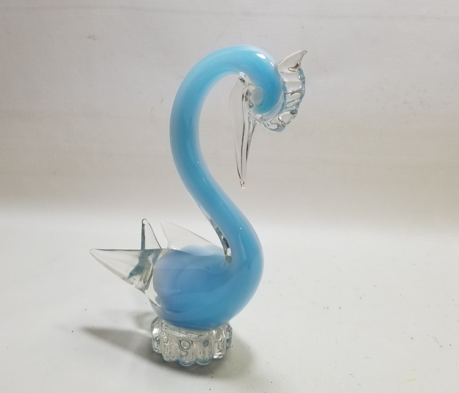 MURANO TARZI ANTİKA KUĞU FORMLU CAM BİBLO