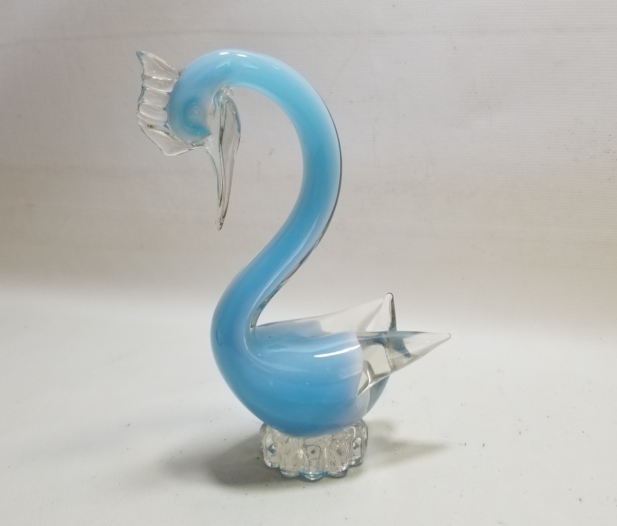 MURANO TARZI ANTİKA KUĞU FORMLU CAM BİBLO