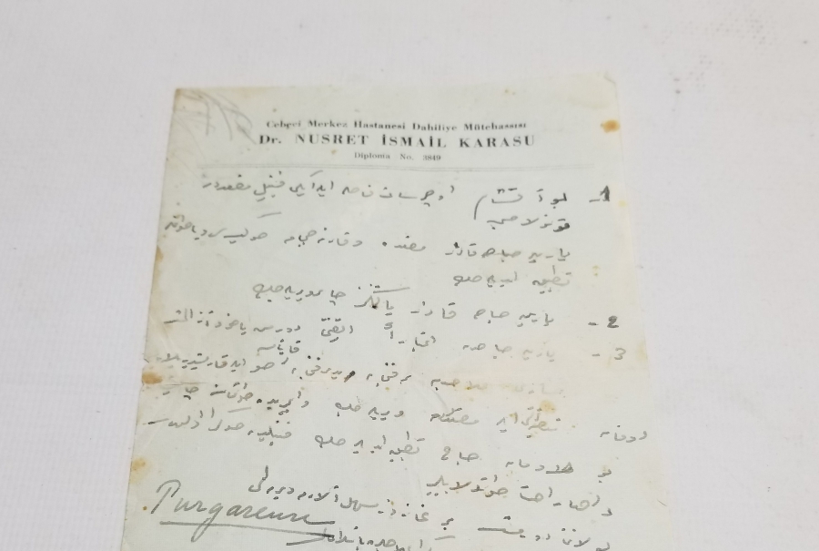 CUMHURİYET BAŞLARI EL YAZMA DOKTOR REÇETESİ