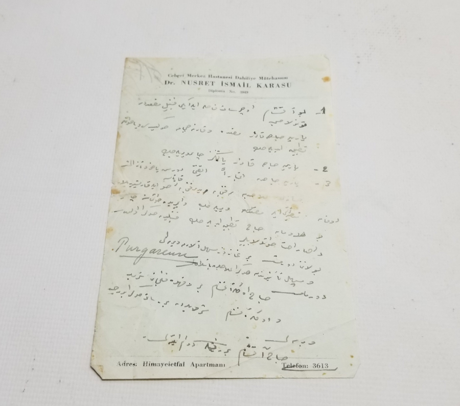 CUMHURİYET BAŞLARI EL YAZMA DOKTOR REÇETESİ