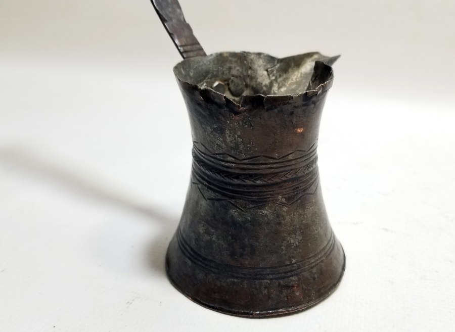 ÜZERİ KALEM İŞÇİLİKLİ OSMANLI DÖNEMİ EDİRNE YAPIMI KAHVE CEZVESİ