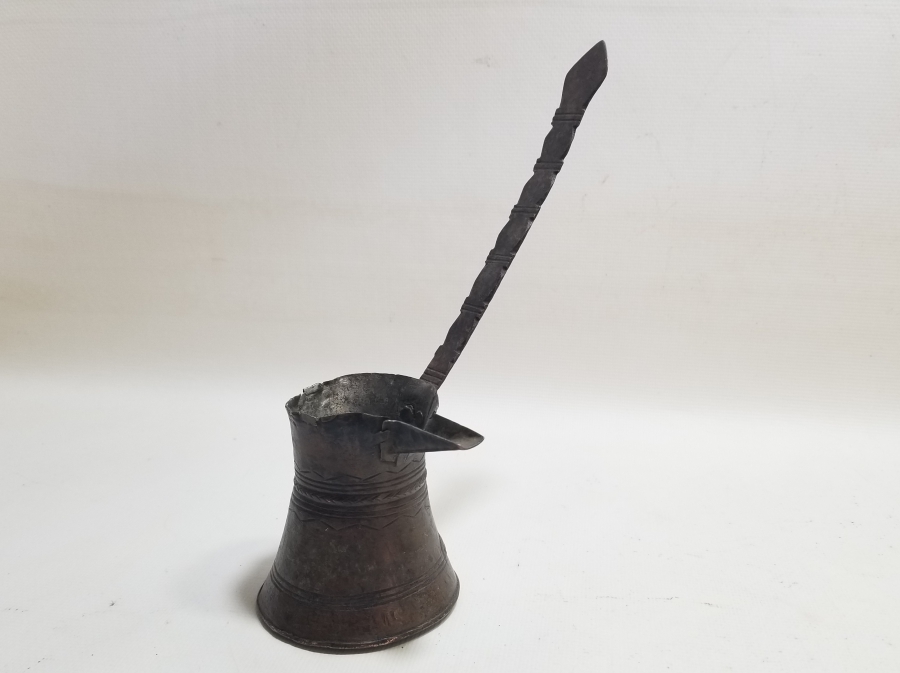 ÜZERİ KALEM İŞÇİLİKLİ OSMANLI DÖNEMİ EDİRNE YAPIMI KAHVE CEZVESİ