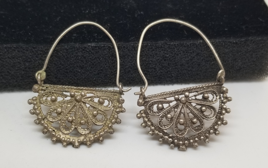 KABARTMA İŞÇİLİKLİ OSMANLI DÖNEMİ NADİR GÜMÜŞ ERMENİ KÜPESİ