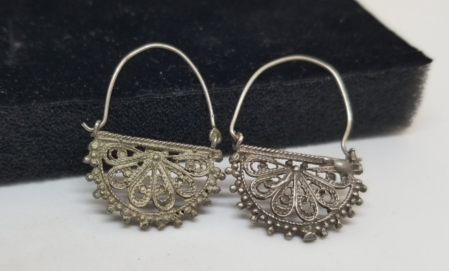 KABARTMA İŞÇİLİKLİ OSMANLI DÖNEMİ NADİR GÜMÜŞ ERMENİ KÜPESİ