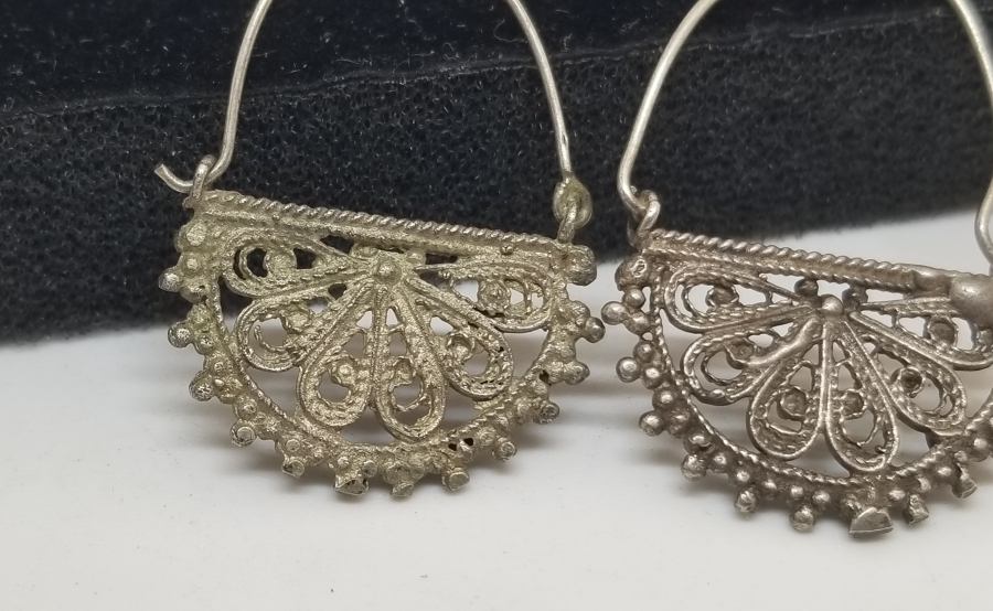 KABARTMA İŞÇİLİKLİ OSMANLI DÖNEMİ NADİR GÜMÜŞ ERMENİ KÜPESİ