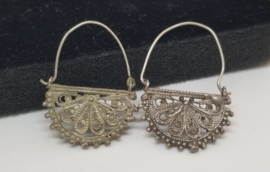 KABARTMA İŞÇİLİKLİ OSMANLI DÖNEMİ NADİR GÜMÜŞ ERMENİ KÜPESİ