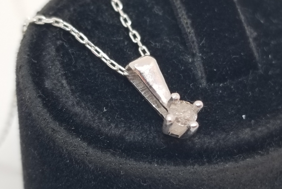 PIRLANTA TAŞLI ÖZEL YAPIM GÜMÜŞ KOLYE