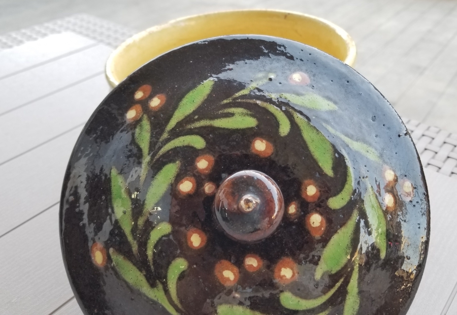 NADİR TİPTE İÇİ OSMANLICA YAZILI ÇANAKKALE BÜYÜK BOY KAPAKLI KASE