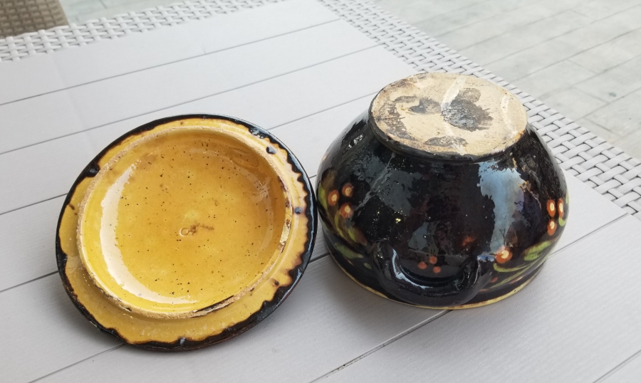 NADİR TİPTE İÇİ OSMANLICA YAZILI ÇANAKKALE BÜYÜK BOY KAPAKLI KASE