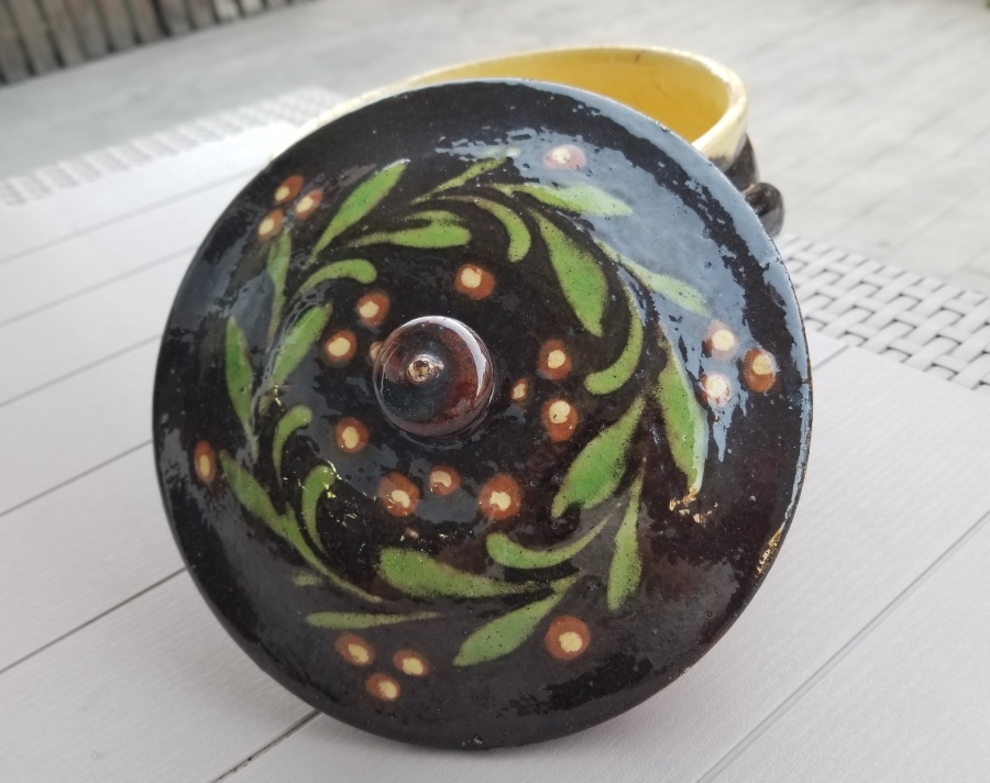 NADİR TİPTE İÇİ OSMANLICA YAZILI ÇANAKKALE BÜYÜK BOY KAPAKLI KASE