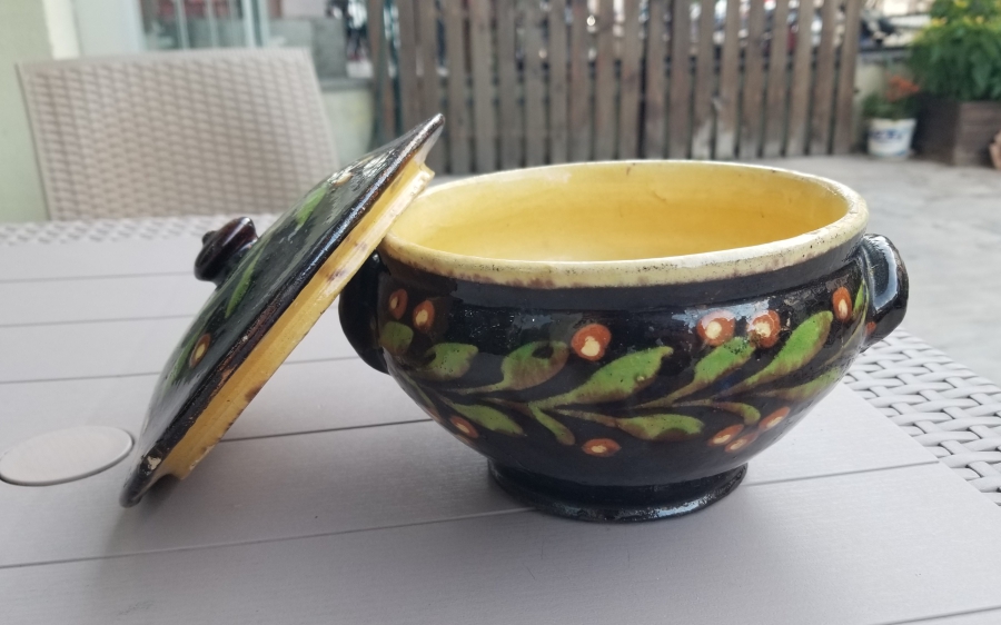 NADİR TİPTE İÇİ OSMANLICA YAZILI ÇANAKKALE BÜYÜK BOY KAPAKLI KASE