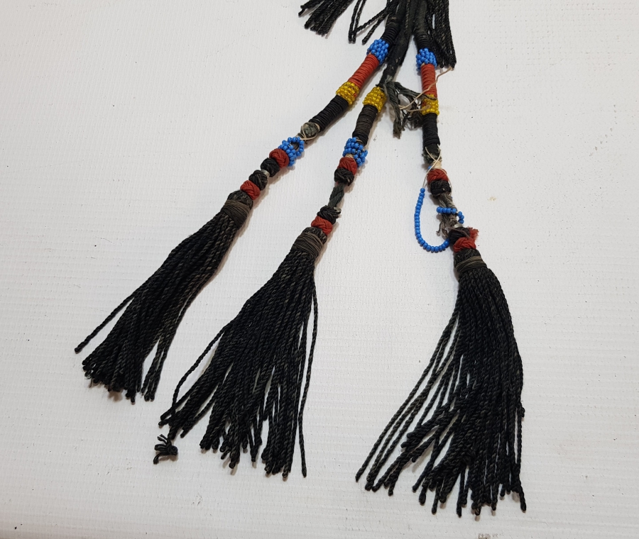 ÜZERİ OPAL BONCUKLARLA SÜSLÜ İPEK İBRİŞİM ÇOK NADİR VAN YÖRESİ GELİN SAÇI - FES SÜSÜ