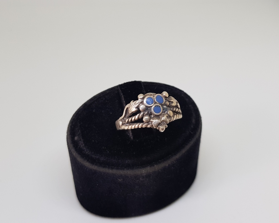 KABARTMA İŞÇİLİKLİ VE TURKUAZ TAŞLI OSMANLI DÖNEMİ NAZAR YÜZÜĞÜ